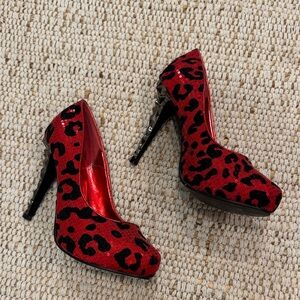 Selina by summer rio Red Leopard Print Women's Heels